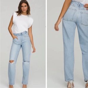Good American Good 90's Jeans Distressed Knee Light Wash Size 8 / 28